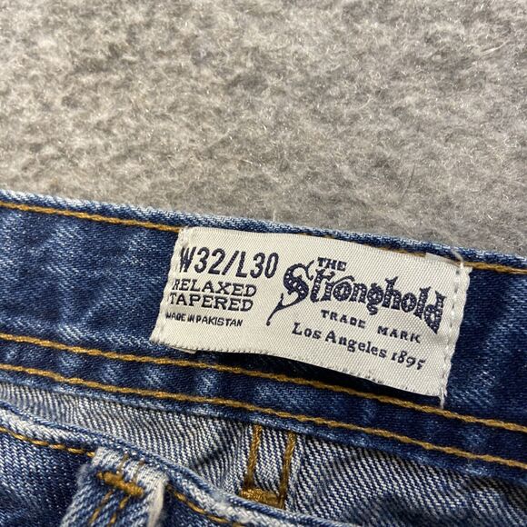 The Stronghold Relaxed Tapered Jeans Men's Size 32x30 Blue Denim Button Fly - Picture 9 of 9